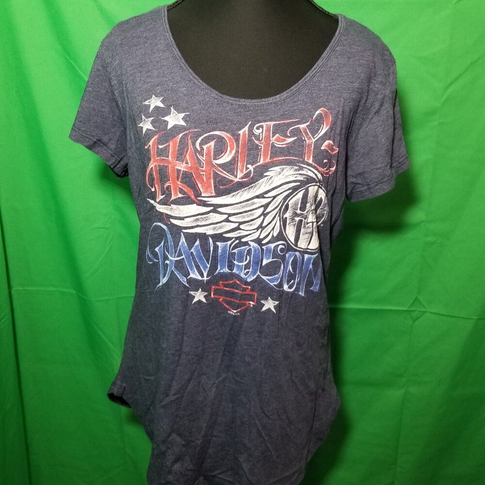 Harley Davidson Womens‎ Large Shirt Lone Wolf Spokane Washington Retro Hog Biker